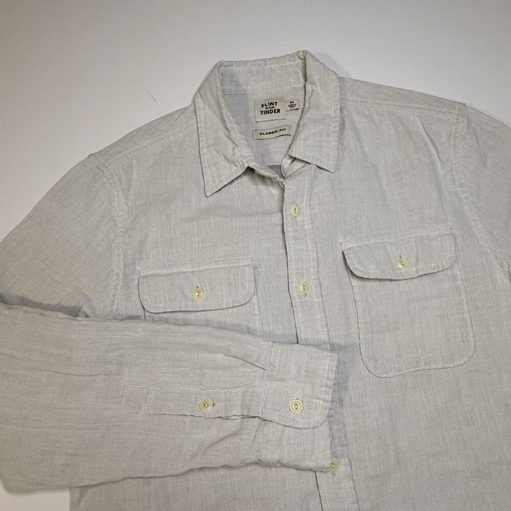 Flint and Tinder Double Gauze Work Shirt Men’s Medium Light/Dark Gray Huckberry